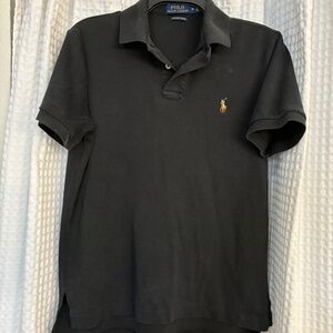 Men's Black Polo Ralph Lauren Pima Soft Touch Collared Shirt Size Medium